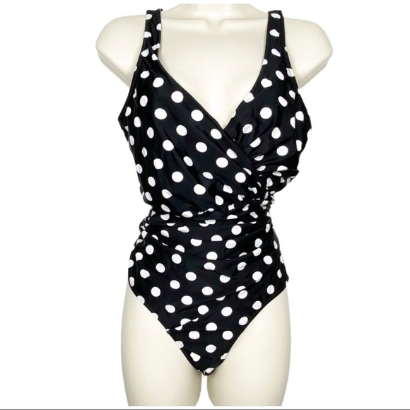 Unbranded Other - Black & White Polka Dot Full Swimsuit Plus 18